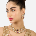 Gold-Plated Stones & Austrian Diamonds-Studded Layered Jewellery Set